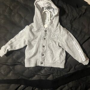 Calvin Klein Light Gray snap up hoodie Size 24M